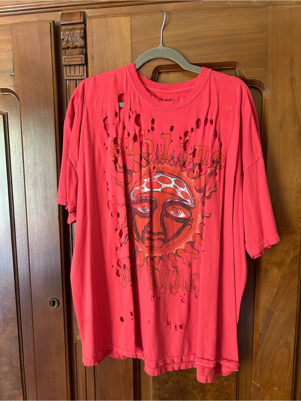 Urban Outfitters Distressed Red Sublime Graphic Short-Sleeve Tee